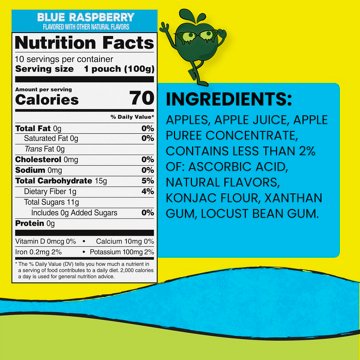 GoGo squeeZ SlymeZ Blueberry Raspberry Fruit Gel Pouches