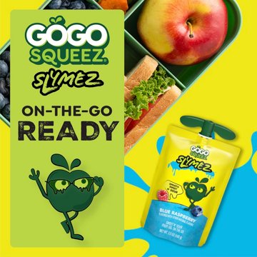GoGo SqueeZ SlymeZ Blueberry Raspberry Fruit Gel Pouches, 4 ct