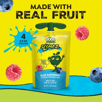 GoGo SqueeZ SlymeZ Blueberry Raspberry Fruit Gel Pouches, 4 ct