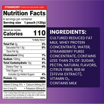 GoGo squeeZ Strawberry Dairy Protein Pouches, 4 ct