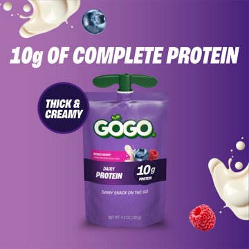 GoGo squeeZ Mixed Berry Dairy Protein Pouches, 4 ct