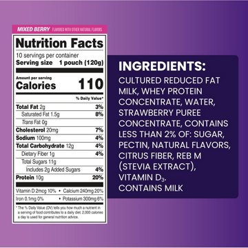 GoGo squeeZ Mixed Berry Dairy Protein Pouches, 4 ct