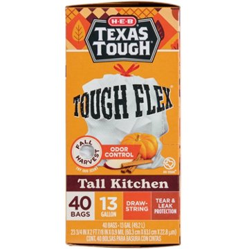 H-E-B Drawstring Flex Trash Bags - Fall Harvest