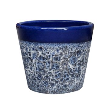 Blue Orange Pottery Volcanic Vaso - Blue, 10''