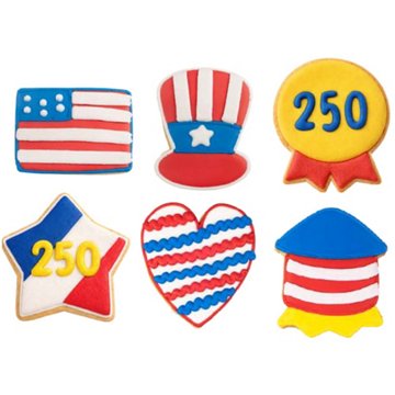 DecoCookies Patriotic 250th Hand-Decorated Cookies, 6 ct