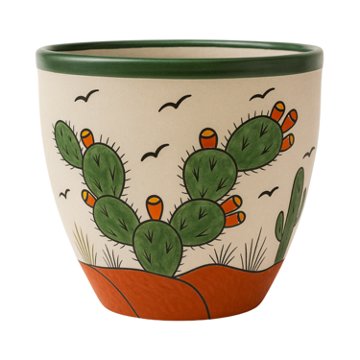 Blue Orange Pottery Medium Talaver Cactus Planter, 12.5'' x 11.8''