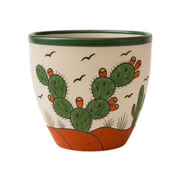 Blue Orange Pottery Small Talavera Cactus Planter, 10.5'' x 10''
