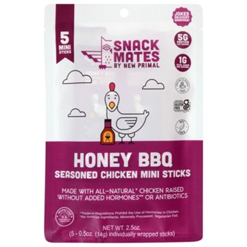 New Primal Snack Mates 5g Protein Honey BBQ Chicken Mini Sticks