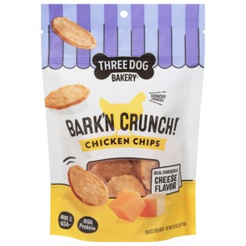 Three Dog Bakery Bark'n Crunch Dog Treats - Chicken Chips, 3.8 oz