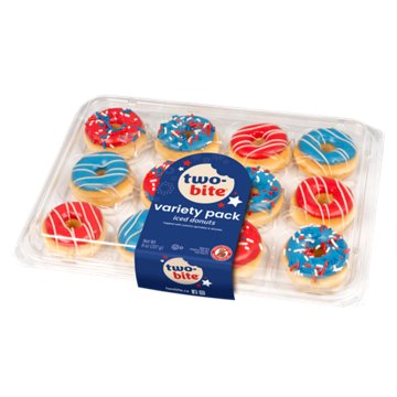 Two Bite Patriotic Iced Mini Donuts, 12 ct