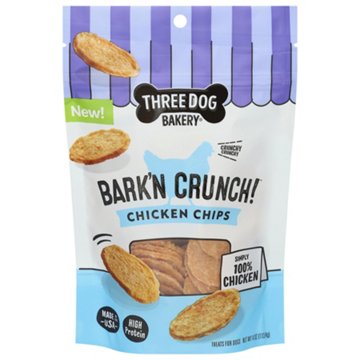 Three Dog Bakery Bark'n Crunch Dog Treats - Chicken Chips, 4 oz