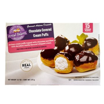 The Mad Bakers Frozen Chocolate Covered Cream Puffs, 15 ct