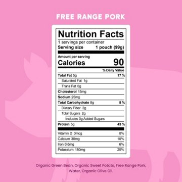 Serenity Kids Organic Baby Food Pouch - Pork, Green Beans & Sweet Potato