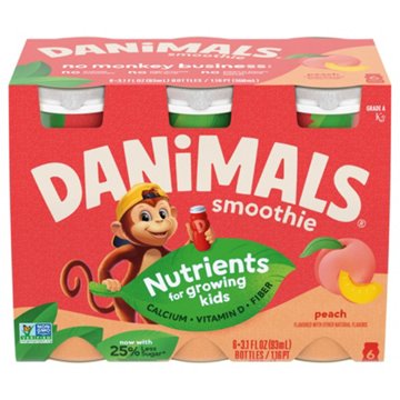 Danimals Drinkable Smoothie 6 pk Bottles - Peach