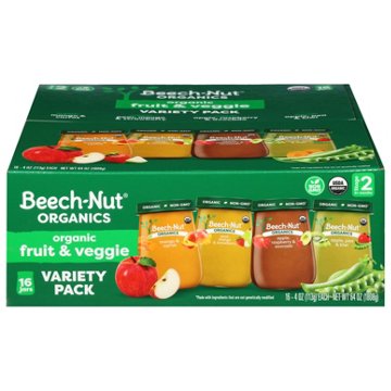 Beech-Nut Organics Fruit & Veggie Variety Pack, 4 oz Jars