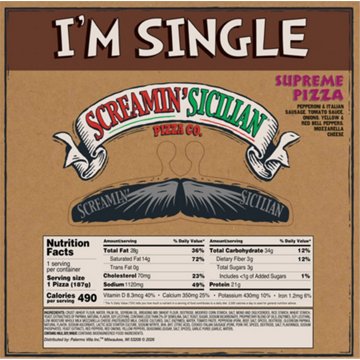 Screamin' Sicilian I'm Single Supreme Frozen Pizza