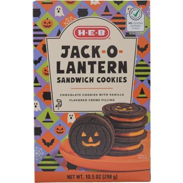 H-E-B Jack-O-Lantern Sandwich Cookies