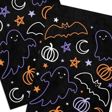 American Greetings Halloween Treat Gift Bags - Black Ghosts, Bats & Pumpkins, 12 ct