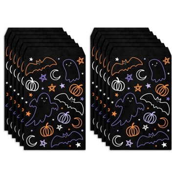 American Greetings Halloween Treat Gift Bags - Black Ghosts, Bats & Pumpkins, 12 ct