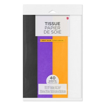 American Greetings Halloween Tissue Paper - Black, Purple, Orange & White, 40 ct
