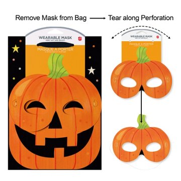American Greetings Jack-O'-Lantern with Stars with Wearable Pumpkin Facemask Medium Halloween Gift Bag