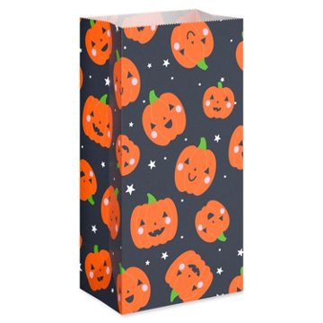 American Greetings Pumpkin & Stars Pattern Halloween Lunch Treat Bags, 3.38" x 10.38" x 5.25"