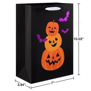 American Greetings Stacked Jack-O'-Lanterns & Purple Bats Medium Halloween Gift Bag