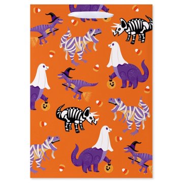 American Greetings Orange Dinosaur Costume Print Medium Halloween Gift Bag