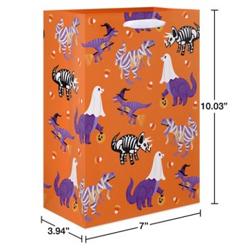 American Greetings Orange Dinosaur Costume Print Medium Halloween Gift Bag