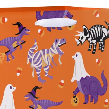 American Greetings Orange Dinosaur Costume Print Medium Halloween Gift Bag