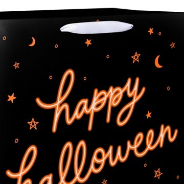 American Greetings Black with Orange Neon 'Happy Halloween' Script Jumbo Halloween Gift Bag