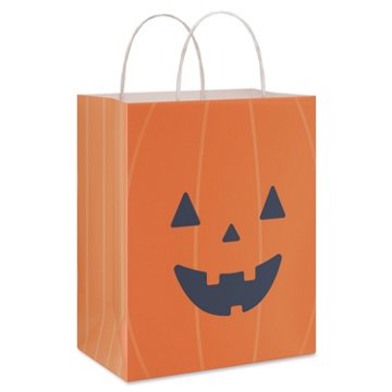 American Greetings Orange Jack-O'-Lantern Face Medium Halloween Gift Bag, 4.75" x 9.75" x 7.75"