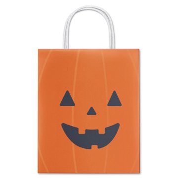 American Greetings Orange Jack-O'-Lantern Face Medium Halloween Gift Bag, 4.75" x 9.75" x 7.75"