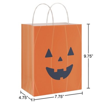 American Greetings Orange Jack-O'-Lantern Face Medium Halloween Gift Bag, 4.75" x 9.75" x 7.75"