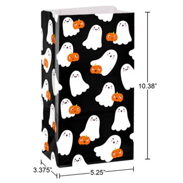 American Greetings Smiling Ghosts & Pumpkins Lunch Halloween Gift Bag, 3.375" x 10.375" x 5.25"
