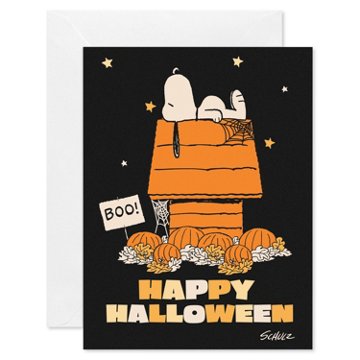 American Greetings Peanuts Snoopy Halloween Card Pack, Snoopy Doghouse Illustration, 8 ct