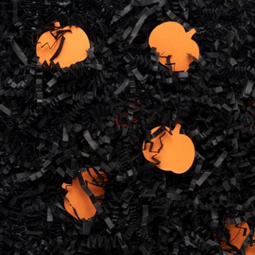 American Greetings Black Shredded Tissue with Orange Pumpkin Confetti for Halloween