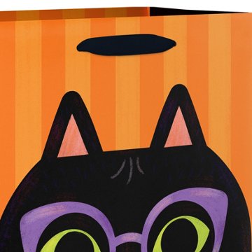 American Greetings Black Cat with Purple Glasses with a Wearable Back Cat Face Mask Medium Halloween Gift Bag