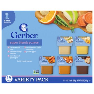 Gerber Super Blends Purees Variety Pack, 2 Pack 8 oz Tubs