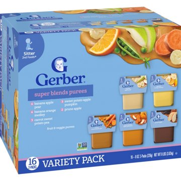 Gerber Super Blends Purees Variety Pack, 2 Pack 8 oz Tubs