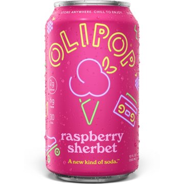 Olipop Raspberry Sherbet 6g Fiber Prebiotic Soda