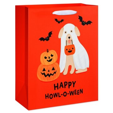American Greetings Dog Ghost with Pumpkins & Bats Large Halloween Gift Bag