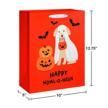 American Greetings Dog Ghost with Pumpkins & Bats Large Halloween Gift Bag