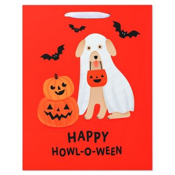 American Greetings Dog Ghost with Pumpkins & Bats Large Halloween Gift Bag