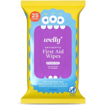Welly Antiseptic First Aid Wipes, 25 ct