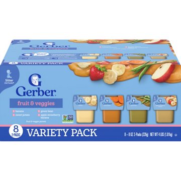 Gerber Fruit & Veggies Variety Pack, 2 Pack 8 oz Tubs