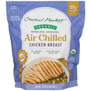 Central Market Frozen Uncooked Air Chilled Organic Chicken Breast