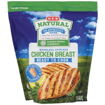 H-E-B Frozen Uncooked Natural Chicken Breast