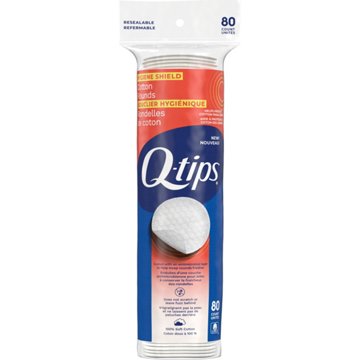 Q-Tips Hygiene Shield Cotton Rounds, 80 ct