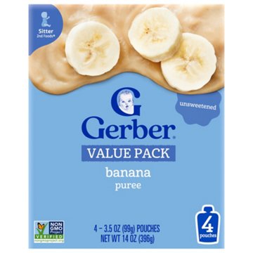 Gerber Banana Puree Baby Food Pouch Value Pack